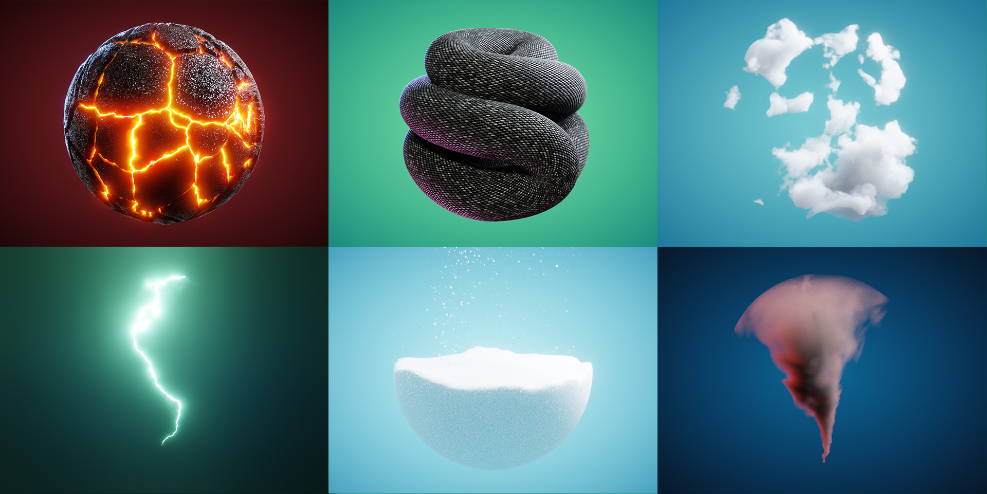 First six batches of materials and geometries