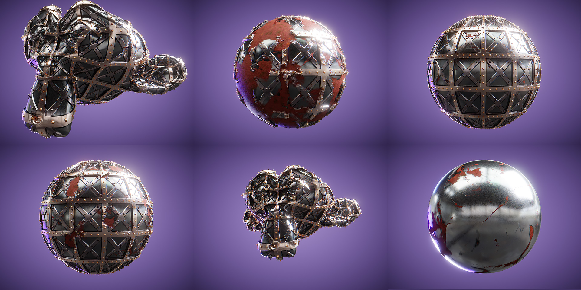 Detailed metal material with geometric structures and rust