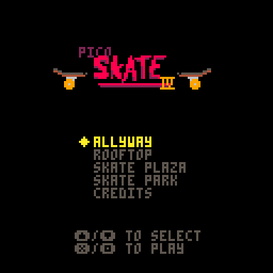 A small game celebrating old and not so old skateboarding games. In this quick retro game you can control your skateboard along four different levels, each with it&rsquo;s own look and play style. Tricks can be done by jumping on rails or pressing the arrow keys in the air. When you mastered these try to combine you tricks in to a combo by pressing the down button after your trick to manual. You can play right from the Browser on Mac, PC and Android.